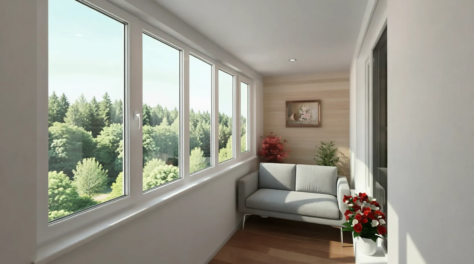 Пятисекционная ПВХ лоджия